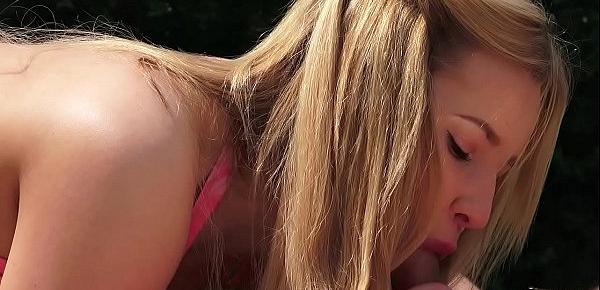  Sweet Young Blonde Fucked Old Guy in the park and teen cumshot rimming swallow